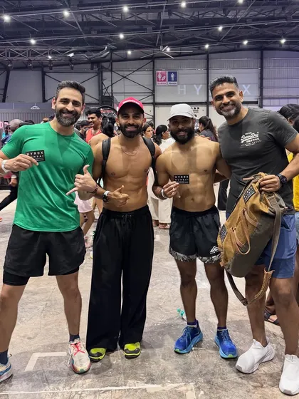 The HYROX community is all about shared effort and mutual respect. Posing with fellow athletes after a grueling race, all of us united by the challenge we just conquered.