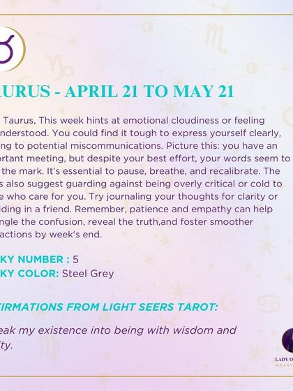 A weekly message for Taurus about emotional cloudiness or feeling misunderstood. This reading advises you to pause, breathe, and recalibrate, as patience and empathy can untangle the confusion.