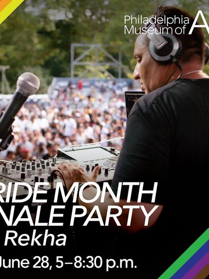 The official poster for my Pride Month Finale Party at the Philadelphia Museum of Art. I work with major cultural institutions to bring queer South Asian talent to new and prestigious platforms.