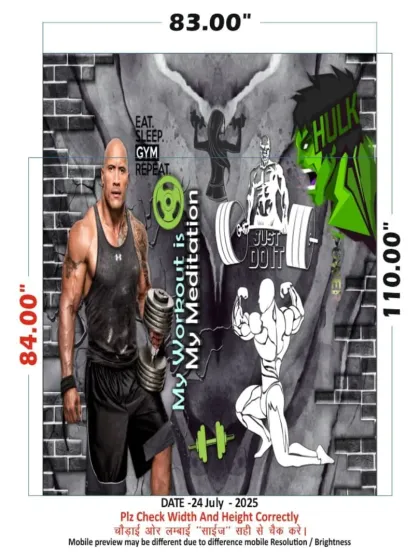 Another design proof for a gym, combining images of The Rock and The Hulk with fitness graphics. This shows how I can merge different elements into one cohesive design.