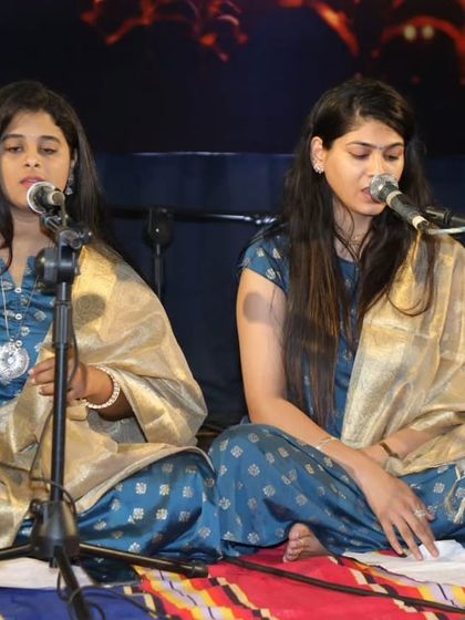 Another angle of our Hindustani vocal students, capturing their coordinated and soulful performance.