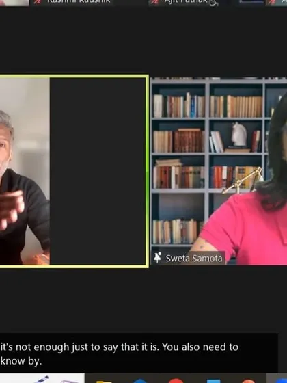 A screenshot of my virtual book launch for 'The Running Effect' with the incredible Milind Soman, attended by over 200 people on Zoom.