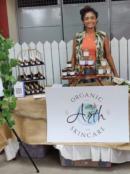 Me at my pop-up stall, ready to greet customers. Setting up my products and sharing my story with you all is one of my favorite things to do.