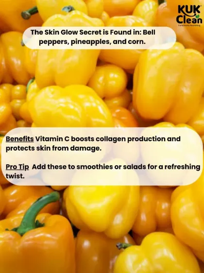 The Skin Glow Secret: Yellow foods like bell peppers and corn are full of Vitamin C, which boosts collagen and protects your skin. Add them to salads for a refreshing, beautifying twist.