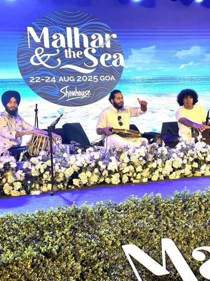Another moment from our performance at 'Malhar & the Sea' in Goa. The stage was set against a beautiful backdrop of the sea.