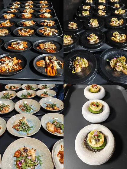 A behind-the-scenes look at the dishes for our ZNMD experience. Each plate is carefully prepared and assembled, ready to be served the moment its corresponding scene appears on screen. This is culinary choreography.