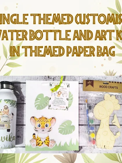 I believe in gifts that spark creativity. This jungle-themed set includes a personalized water bottle and a fun DIY woodcraft art kit. It’s a gift that provides an engaging activity for kids, making it more than just a simple favor.