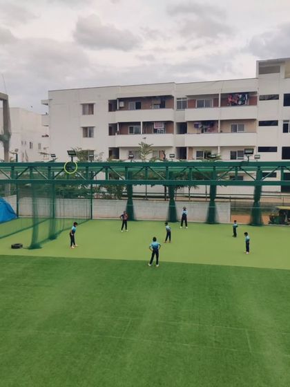A wide-angle view of a training session at our Varthur facility, showing the ample space available for various drills.