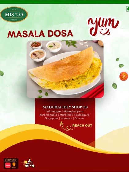 The iconic Masala Dosa. One bite of our golden, crispy dosa will transport you to the streets of South India.