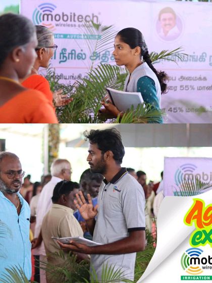 Our team members interacting with farmers at the expo.