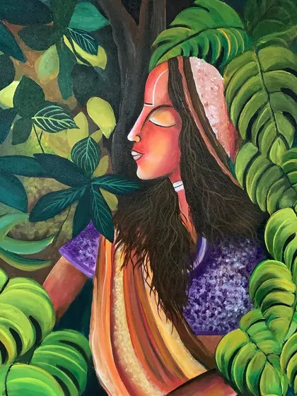 Another angle of this beautiful, nature-inspired canvas painting.