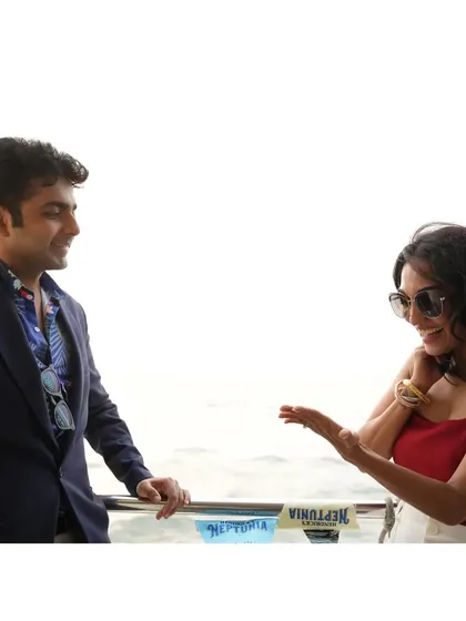 Sharing a laugh with a guest on the deck of the yacht. My performances are always about creating a feeling of joy and wonder.