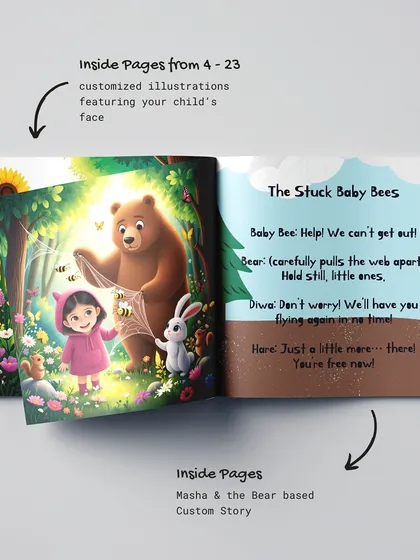 A look inside one of my personalized storybooks. Your child's character is featured in custom illustrations and a unique story from beginning to end, making reading an immersive experience.