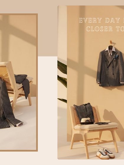 Every day is one day closer to summer. Our summer collection, featuring pieces like this pinstripe double-breasted suit, invites you to enjoy soft fabrics and relaxed silhouettes.