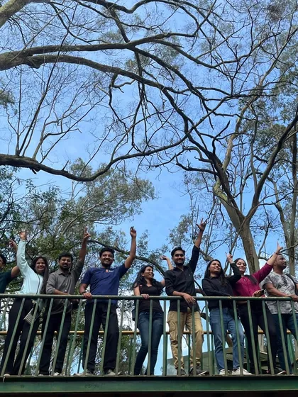 The group enjoying the greenery at Nandi Hills.