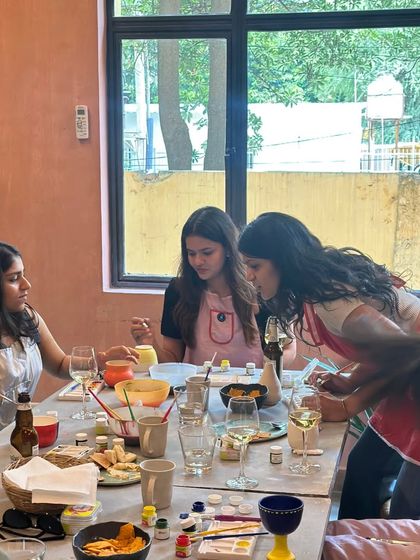 Our workshops are a full sensory experience. We provide a colorful ambiance, delectable food, and refreshing drinks to make your creative session a true celebration.