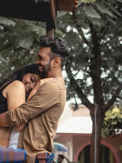 A tender and loving embrace, this pre-wedding portrait focuses on the emotional connection between the couple.