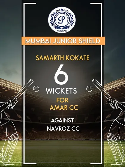 Samarth Kokate was the star with the ball, taking 6 wickets for Amar Cricket Club in the Mumbai Junior Shield.