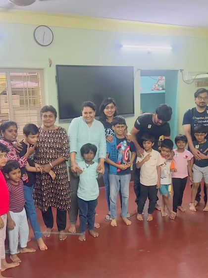 A group photo with the wonderful kids and team at the Sinchana Foundation. It was a pleasure to bring my puppet show to such an engaging and appreciative audience.