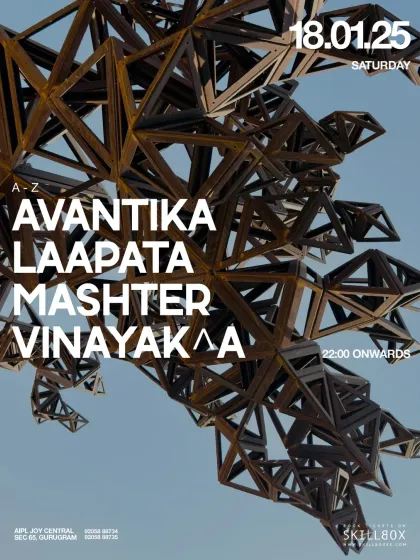 The A-Z lineup poster for the night at Room XO, featuring a great mix of talented local artists.