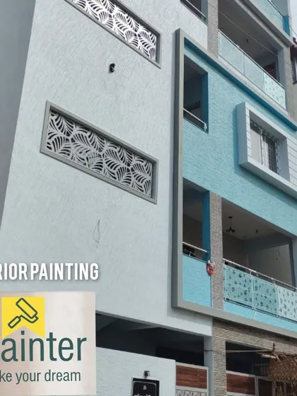 A complete exterior painting project for a modern multi-story building in Bangalore. I use weather-resistant paints to ensure a long-lasting finish that protects the building from the elements.