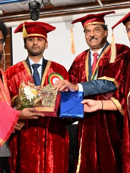 Another view of me being felicitated by the students and faculty of Sri Krishna Degree College.