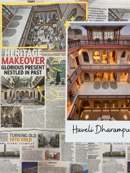 The Times of India featured both Haveli Dharampura and Golden Haveli in an article on adaptive reuse. This piece highlights the transformative power of repurposing historic buildings for contemporary use, a practice central to my work.