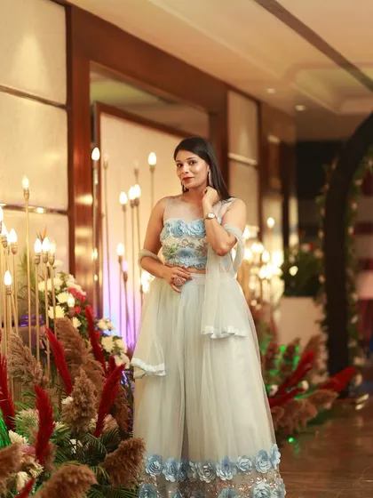 Dressed for a grand reception night. I believe in looking the part while I host, complementing the elegance of your event with a professional and polished presence.