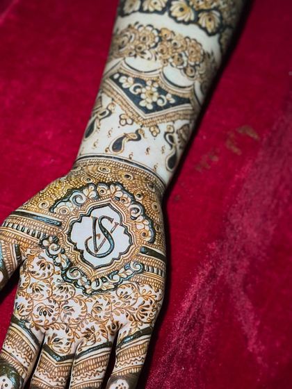 A detailed shot of the palm, showcasing the fine lines and intricate patterns surrounding the initial.