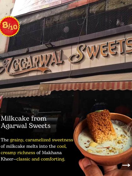 The classic and comforting pairing of Milkcake with our cool, creamy Makhana Kheer. The grainy sweetness of the milkcake just melts into the kheer.