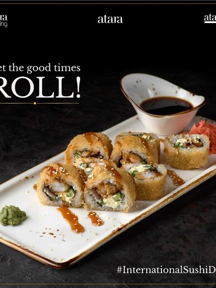 Let the good times roll with our expertly crafted sushi. This platter of tempura prawn sushi rolls showcases our ability to deliver authentic Japanese flavours.