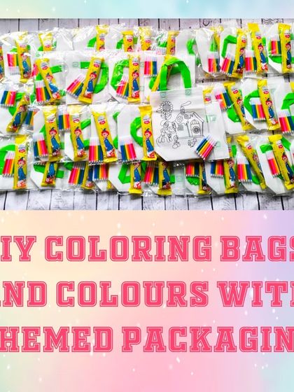 These DIY coloring bags are a fantastic party activity and favor in one. This order was for a princess-themed party, so they were wrapped in princess gift paper.