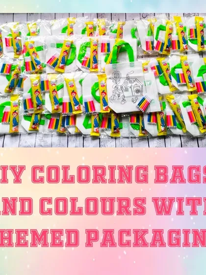 These DIY coloring bags are a fantastic party activity and favor in one. This order was for a princess-themed party, so they were wrapped in princess gift paper.