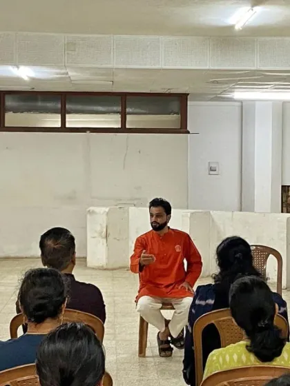 A wider view of our corporate mindfulness training. We ensure our sessions are interactive, encouraging questions and discussions to make the principles of yogic science relevant and applicable to each employee's daily challenges.