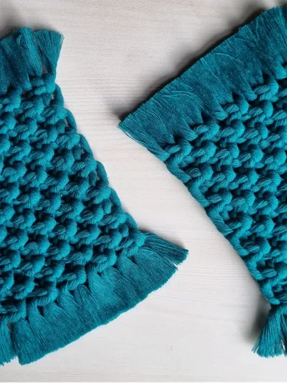 These bright teal rectangular coasters are perfect for adding a splash of color to your desk or dining table.