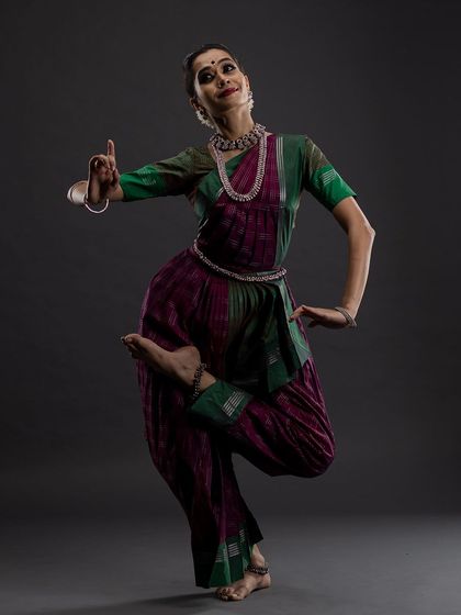 A pose representing the goddess Siddhidhatri for a Navaratri series. This dynamic posture, capturing the divine giver of supernatural abilities, was part of a nine-day conceptual photoshoot.