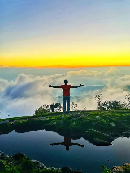 This is the reward. An epic sunset over a sea of clouds from Triund top. It’s a short hike, but the view of the Dhauladhar range is something you will never forget.