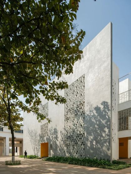 A feature on our work at Vidyashilp Academy, highlighting how the design embodies the principles of a UNESCO Happy School through its connection to nature and promotion of social interaction.