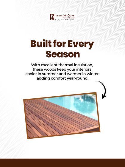 My exterior wood solutions are built for every season. The excellent thermal insulation of materials like Thermopine keeps your interiors comfortable year-round, as demonstrated by this beautiful poolside deck.