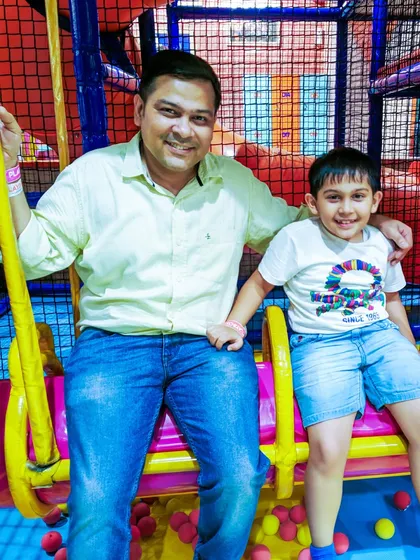 A dad and his son enjoying the swinging log ride together. We love being a place for family bonding.