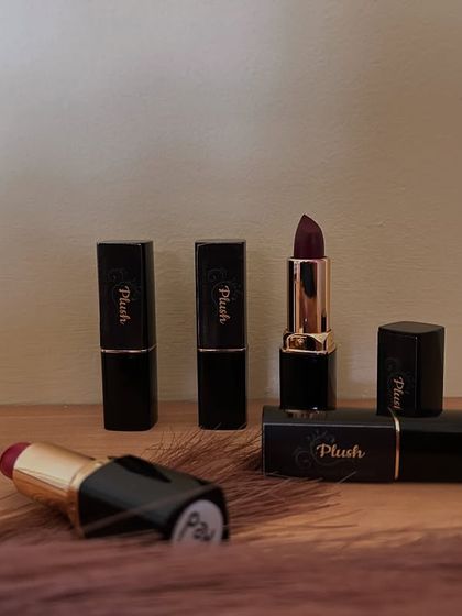 My handmade lipsticks have been one of the most demanded products from Plush. Here they are, looking elegant in their black and gold packaging.