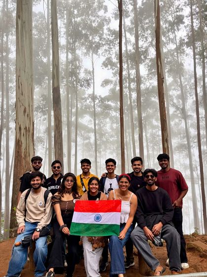 A moment of pride and joy with our group in the beautiful pine forests of Kodaikanal. These trips are perfect for making new friends and creating lasting memories.