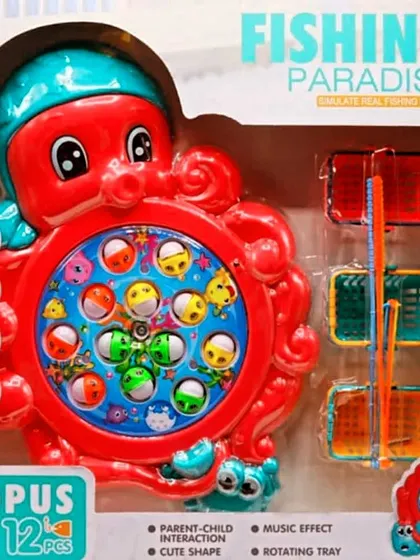The octopus fishing paradise game is a classic toy that's great for developing motor skills. It's an electronic game with music and a rotating tray, perfect for parent child interaction.