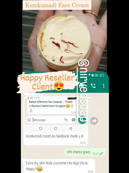 A happy reseller shares feedback from her customer about my Kumkumadi Face Cream, saying it was very effective for their extra dry skin.