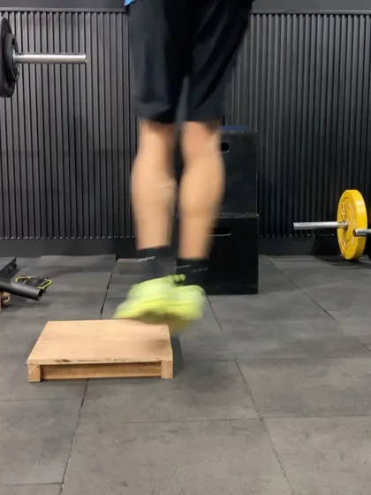 A close-up of the feet during a plyometric drill, showing the importance of a quick and powerful push-off from the ground.