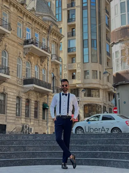 Posing in my captain's attire in Baku. Hosting international shows allows me to explore new creative ideas and bring a global standard of entertainment to my clients.