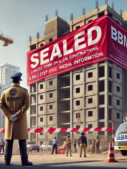 This visual depicts the BBMP's crackdown on unauthorized constructions. When clients face such actions, I step in to verify the legality of the notice, check for compliance with sanctioned plans, and represent them to ensure their rights are protected.