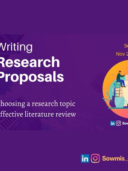 The first session of my research proposal workshop focuses on the fundamentals. We cover how to choose a research topic and conduct an effective literature review, which are the essential first steps to building a strong proposal.