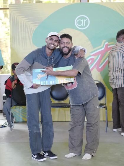 Two dancers celebrating their win at Spectra 2024.