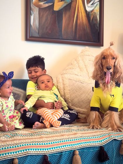 A precious memory with all the cousins together. Posto is always a calm and patient presence among the kids.